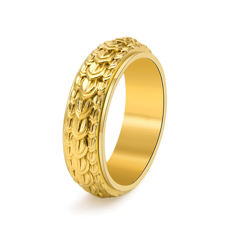 Rotatable Dragon Scale Ring for Men in Titanium Steel