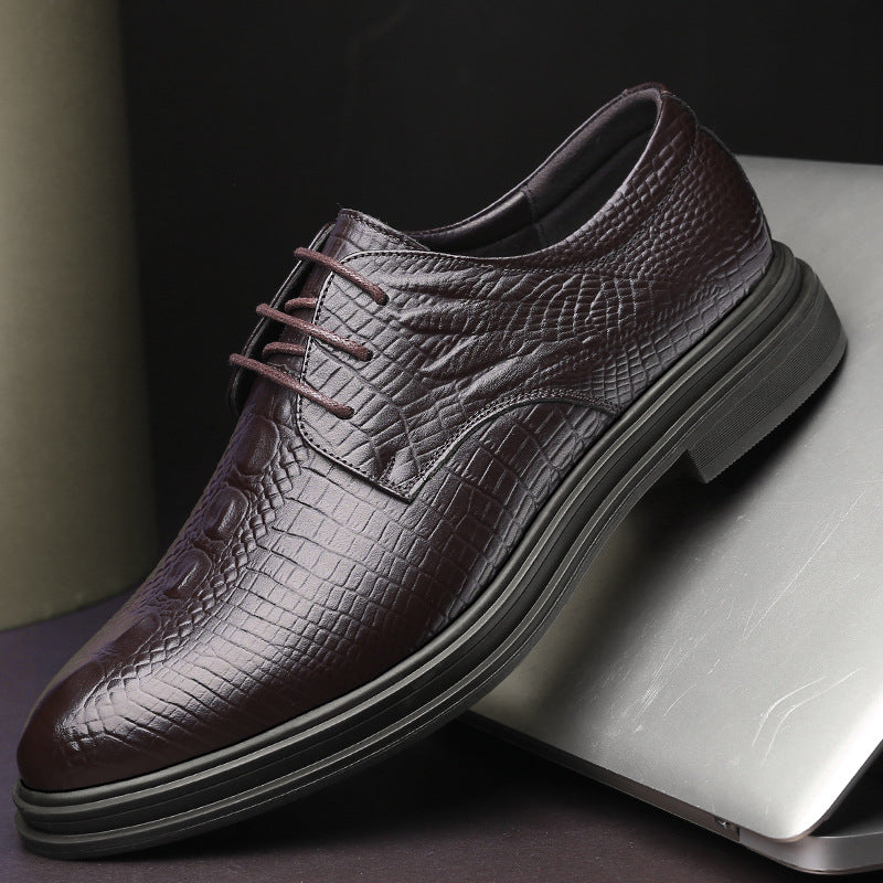 Men's Low Top Leather Lace-Up Business Shoes