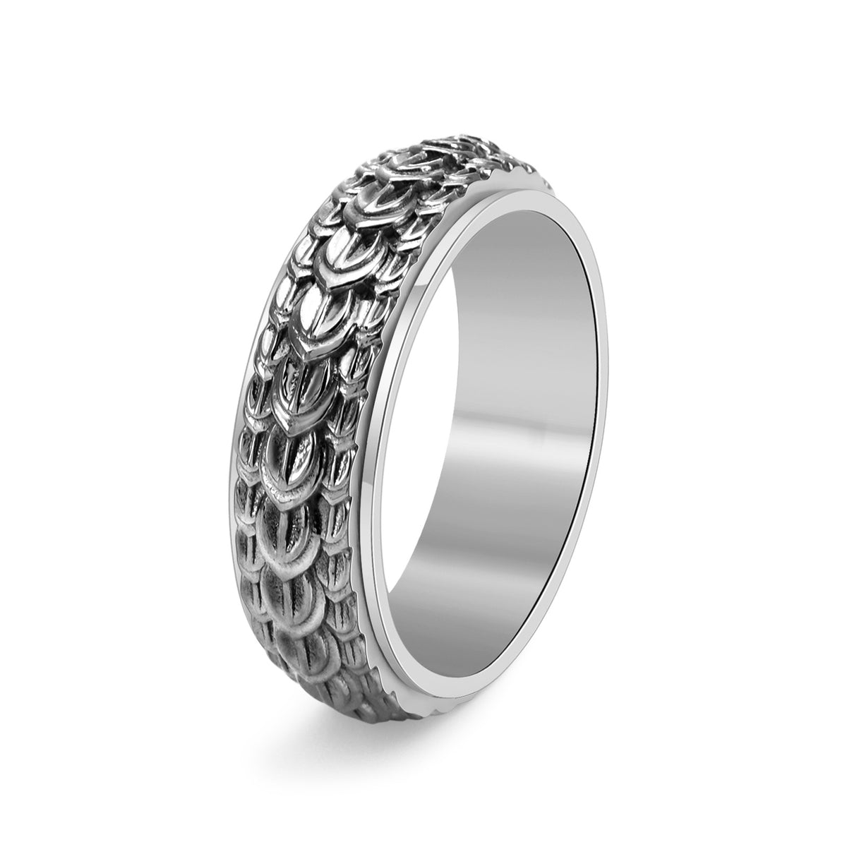 Rotatable Dragon Scale Ring for Men in Titanium Steel