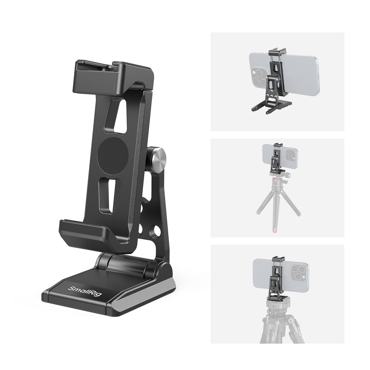 SmallRig Metal Phone Tripod Mount with Quick Release Adapter for Arca and Cold Shoes Universal Cell Phone Stand for Desk for DJI RS 3 mini Stabilizer for iPhone - 4611