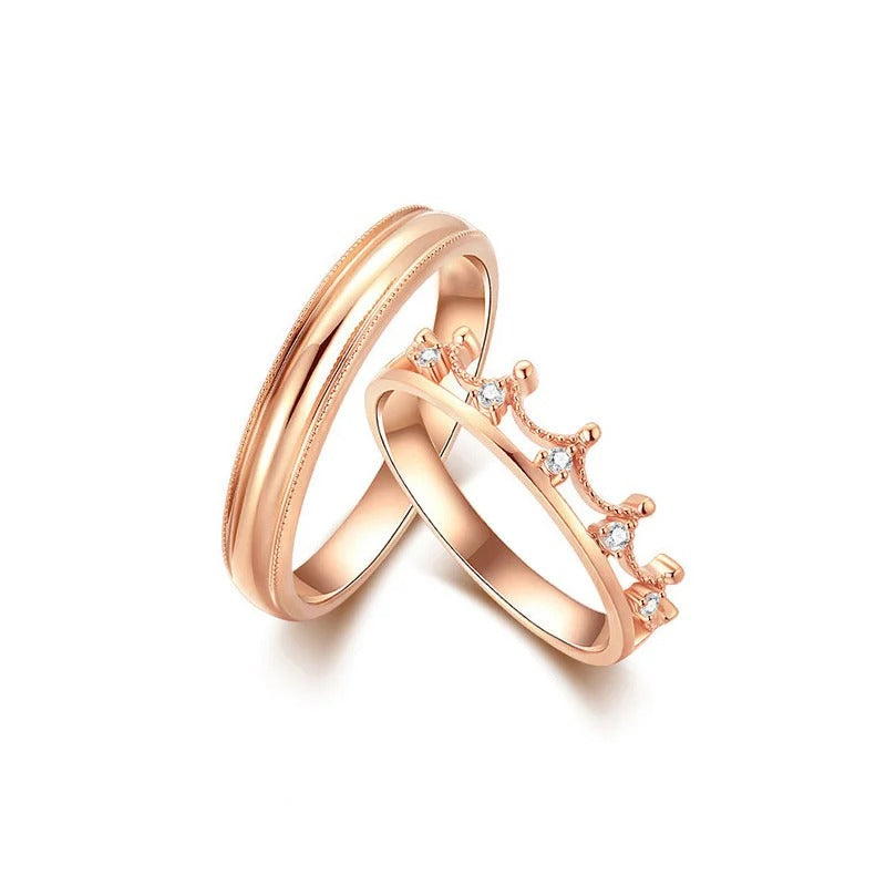 Princess Crown Couple Ring with Unique Design