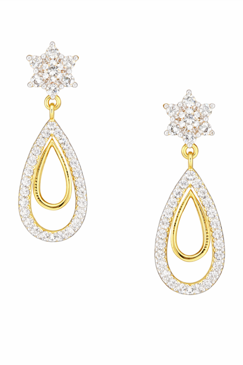 Gold-Plated Crystal Star & Teardrop Earrings